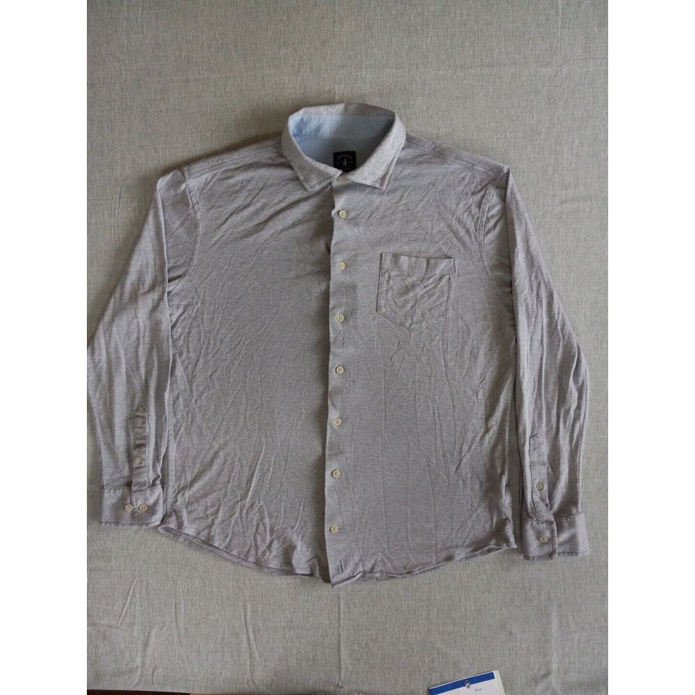 Johnnie-O Men's Knit Top Shelf Long-sleeved Linen/ Lyocell Button's Up Gray Polo